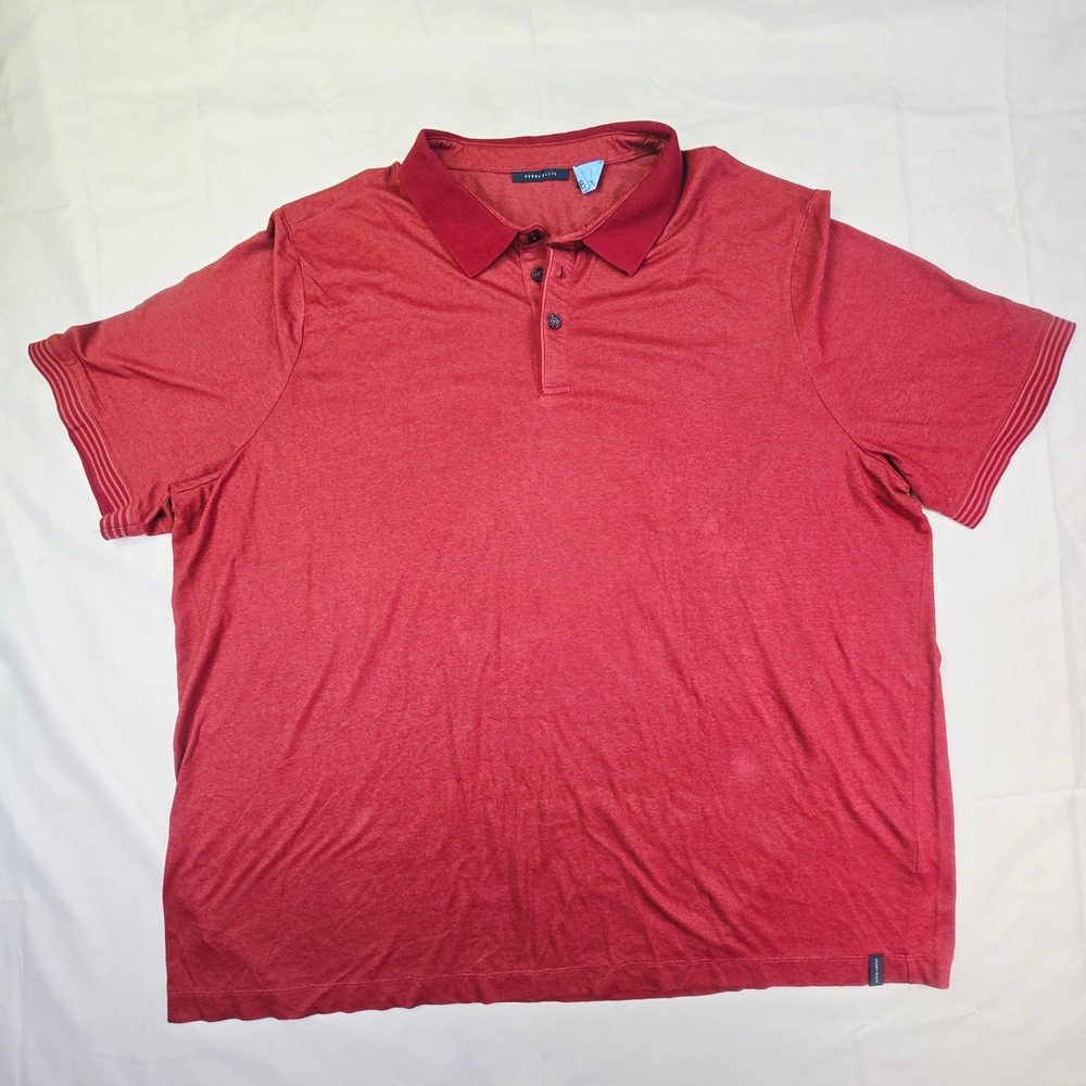Perry Ellis Polo Shirt Men's 4XL Red Short Sleeve Heathered Casual